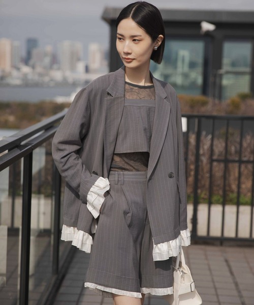 LEPSIM（レプシィム）の「《オフィスライン》Wテーラーオーバージャケット　637918（テーラードジャケット・レディース・ベージュ/グレー/チャコールグレー・FREE）」の4枚目の写真