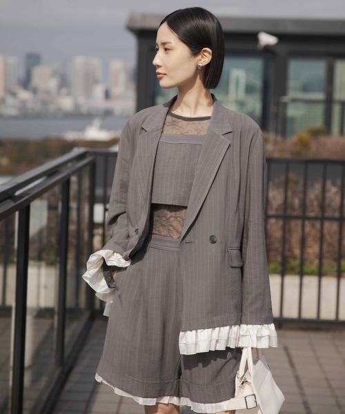 LEPSIM（レプシィム）の「《オフィスライン》Wテーラーオーバージャケット　637918（テーラードジャケット・レディース・ベージュ/グレー/チャコールグレー・FREE）」の5枚目の写真