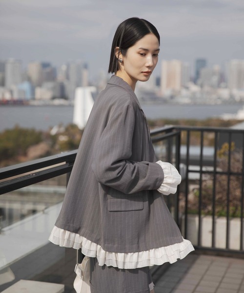 LEPSIM（レプシィム）の「《オフィスライン》Wテーラーオーバージャケット　637918（テーラードジャケット・レディース・ベージュ/グレー/チャコールグレー・FREE）」の6枚目の写真