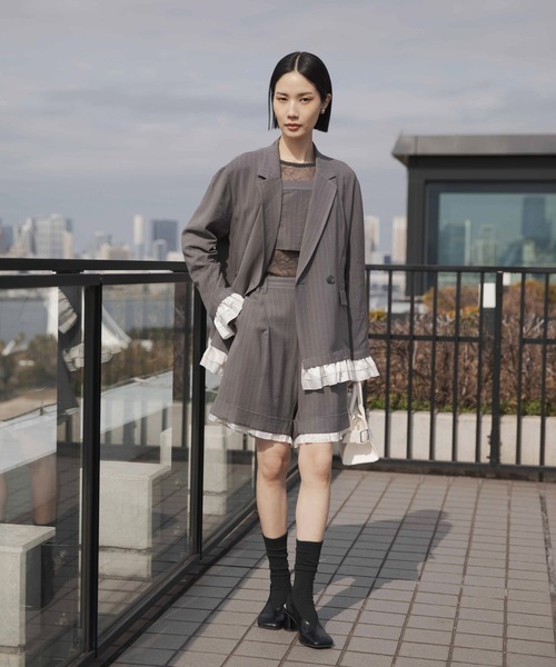 LEPSIM（レプシィム）の「《オフィスライン》Wテーラーオーバージャケット　637918（テーラードジャケット・レディース・ベージュ/グレー/チャコールグレー・FREE）」の7枚目の写真