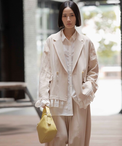 LEPSIM（レプシィム）の「《オフィスライン》Wテーラーオーバージャケット　637918（テーラードジャケット・レディース・ベージュ/グレー/チャコールグレー・FREE）」の14枚目の写真