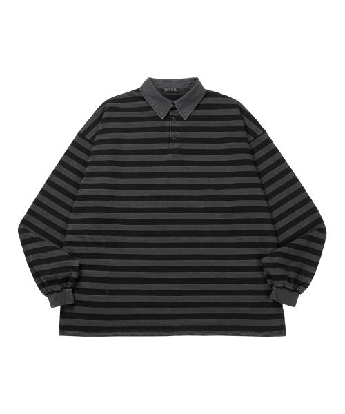 P. Vintage Stripe Rugby Shirt _ Dark Gray