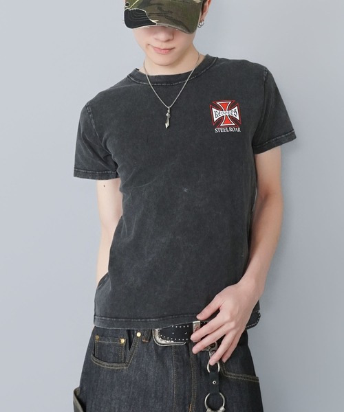 SPINNS（スピンズ）の「短丈クロスバックプリント半袖Tシャツ/ワンポイント（Tシャツ/カットソー・メンズ・ホワイト/ブラック/ブラック系その他/ウッドランド・ONESIZE）」の8枚目の写真