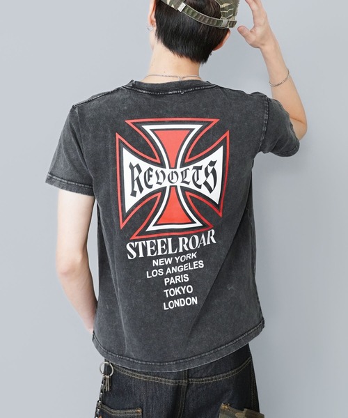SPINNS（スピンズ）の「短丈クロスバックプリント半袖Tシャツ/ワンポイント（Tシャツ/カットソー・メンズ・ホワイト/ブラック/ブラック系その他/ウッドランド・ONESIZE）」の21枚目の写真