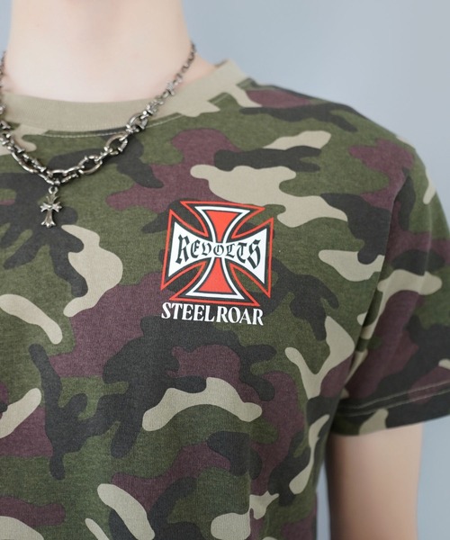 SPINNS（スピンズ）の「短丈クロスバックプリント半袖Tシャツ/ワンポイント（Tシャツ/カットソー・メンズ・ホワイト/ブラック/ブラック系その他/ウッドランド・ONESIZE）」の16枚目の写真