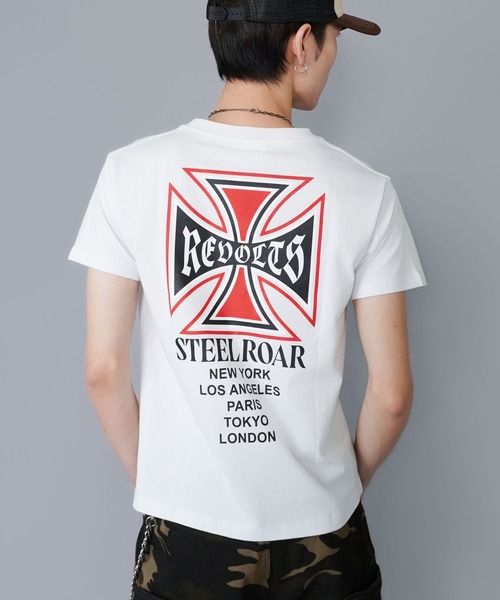 SPINNS（スピンズ）の「短丈クロスバックプリント半袖Tシャツ/ワンポイント（Tシャツ/カットソー・メンズ・ホワイト/ブラック/ブラック系その他/ウッドランド・ONESIZE）」の12枚目の写真