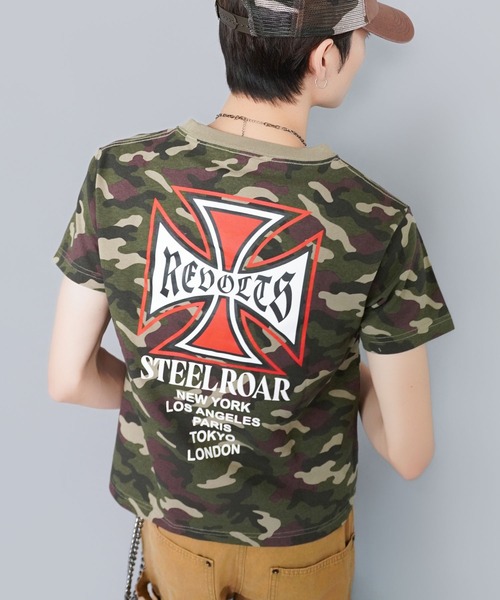 SPINNS（スピンズ）の「短丈クロスバックプリント半袖Tシャツ/ワンポイント（Tシャツ/カットソー・メンズ・ホワイト/ブラック/ブラック系その他/ウッドランド・ONESIZE）」の15枚目の写真