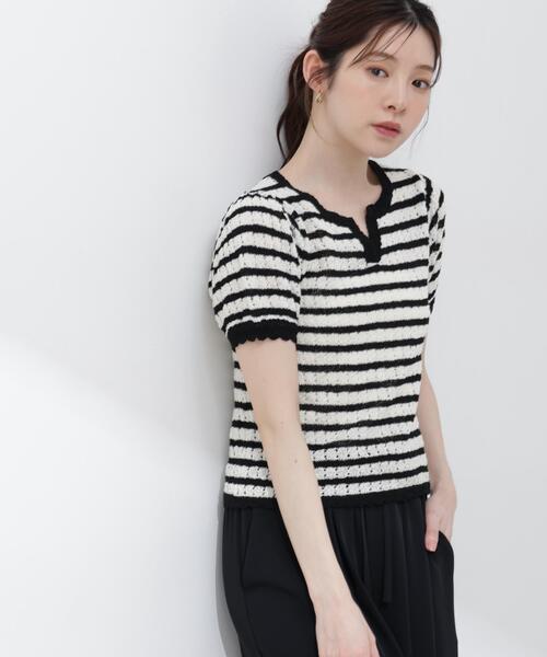PROPORTION BODY DRESSING(プロポーションボディドレッシング)の「ヘンリーネック透かし編みニット / 1216170409(ニット/セーター・レディース・オレンジ/パープル/ブラック系その他・MEDIUM/SMALL)」の5枚目の写真