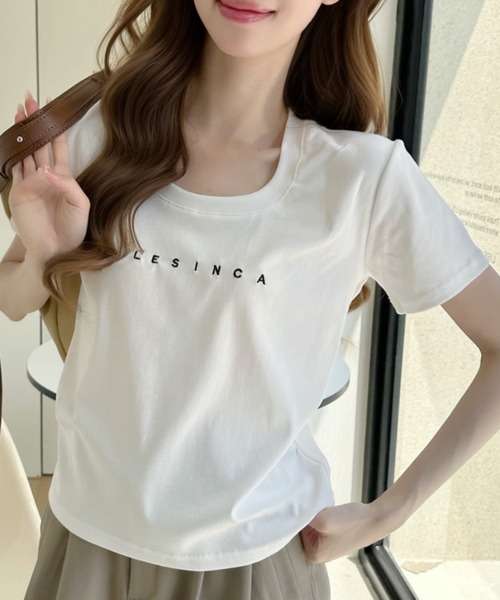 Ada.（エイダ）の「フロントミニ刺繍ロゴ サイドギャザーコンパクトＴシャツ（Tシャツ/カットソー・レディース・ホワイト/グレー/ブラック・FREE）」の7枚目の写真