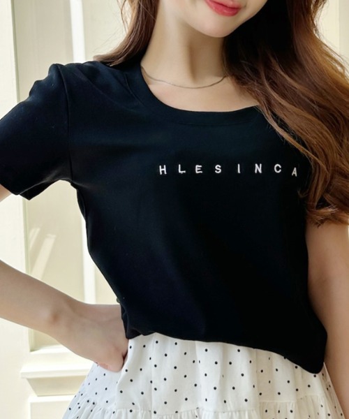 Ada.（エイダ）の「フロントミニ刺繍ロゴ サイドギャザーコンパクトＴシャツ（Tシャツ/カットソー・レディース・ホワイト/グレー/ブラック・FREE）」の18枚目の写真