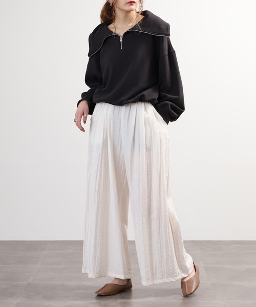 EGLANTINE（エグランティーヌ）の「EGLANTINE リラックスワイドイージーパンツ（その他パンツ・レディース・ブラック/ライトベージュ/キナリ/サーモンピンク・40）」の11枚目の写真