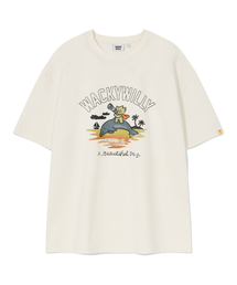 キキアンドドルフィングラフィック半袖Tシャツクリーム