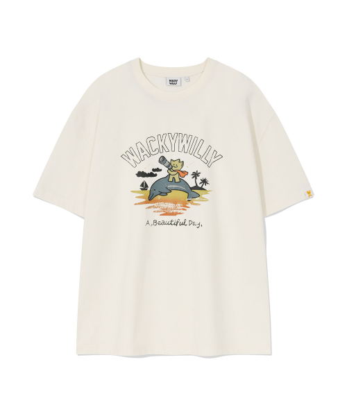 Wacky WiLLy(ワッキーウィリー)の「キキアンドドルフィングラフィック半袖Tシャツクリーム(Tシャツ/カットソー・レディース・その他・SMALL/MEDIUM/LARGE/X-LARGE)」の2枚目の写真