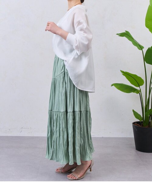 Jena espace merveilleux（ジェナ　エスパスメルヴェイユ）の「【軽やか/程よいシアーで抜け感】シアーシャツカーディガン（シャツ/ブラウス・レディース・チャコールグレー/グレー/オフホワイト/グリーン/ブルー・FREE）」の18枚目の写真