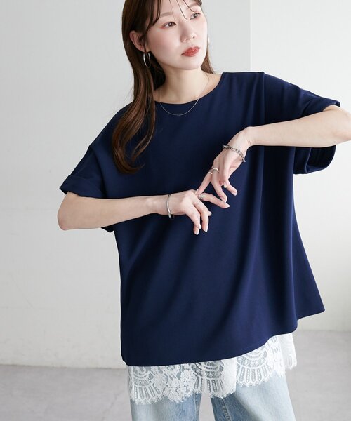 DISCOAT(ディスコート)の「【Noka】2WAYZIP使いプルオーバー(Tシャツ/カットソー・レディース・ブラック/ネイビー/オフホワイト・FREE)」の1枚目の写真