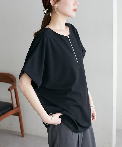 DISCOAT(ディスコート)の「【Noka】2WAYZIP使いプルオーバー(Tシャツ/カットソー・レディース・ブラック/ネイビー/オフホワイト・FREE)」の17枚目の写真