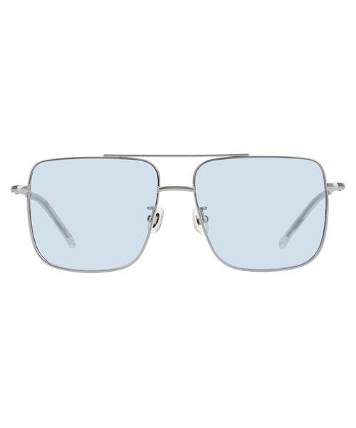 メタルフレーム グレーサングラス Zoff(ブルー＆グレー系)ケース+クロス付き SUNCUTGlasses/UV100%CUT ウェリントン型 サングラスメタルフレーム