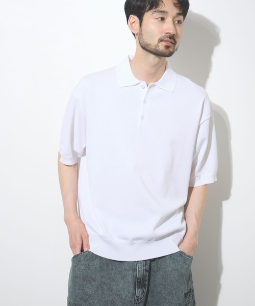URBAN COLLECTION(アーバンコレクション)の「URBAN COLECTION オーバーサイズ ハイゲージ ニットポロシャツ(ニット/セーター・メンズ・ブラック/グリーン/ホワイト・XL/L/M/S)」の2枚目の写真