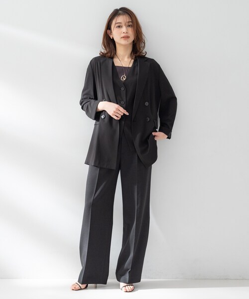 UNTITLED(アンタイトル)の「【セットアップ可/接触冷感/通気性】ドライシアーVネックジレ(ベスト・レディース・ブラック/カーキ・00/02/04/44/48)」の19枚目の写真