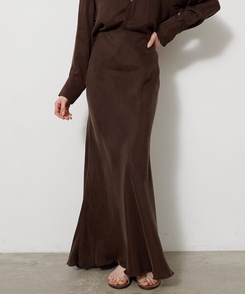 Whim Gazette（ウィムガゼット）の「キュプラフィブリルフレアスカート（スカート・レディース・カーキ/ブラウン/ベージュ・36/38）」の2枚目の写真