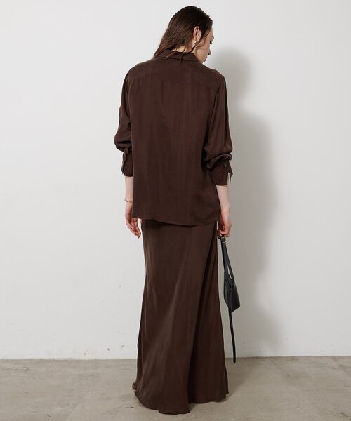 Whim Gazette（ウィムガゼット）の「キュプラフィブリルフレアスカート（スカート・レディース・カーキ/ブラウン/ベージュ・36/38）」の7枚目の写真