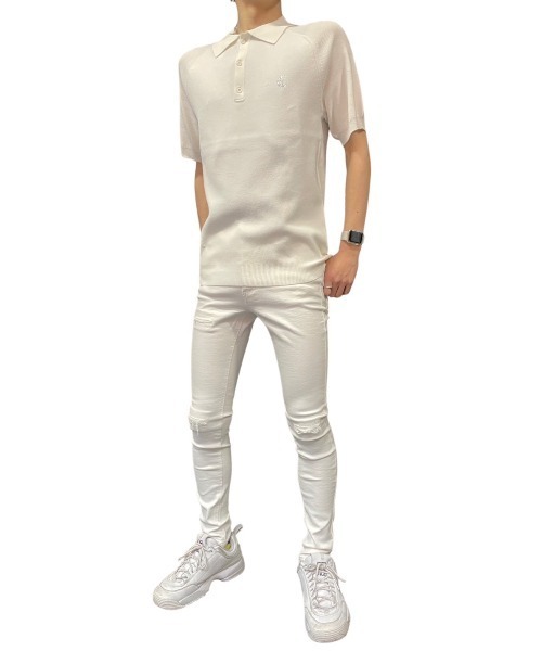 COOK JEANS(クックジーンズ)の「ラグランニットポロ(ポロシャツ・メンズ・ブラック/ネイビー/レッド/ホワイト・LARGE/MEDIUM/FREE)」の5枚目の写真