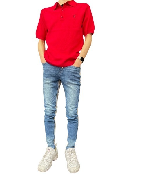 COOK JEANS(クックジーンズ)の「ラグランニットポロ(ポロシャツ・メンズ・ブラック/ネイビー/レッド/ホワイト・LARGE/MEDIUM/FREE)」の8枚目の写真