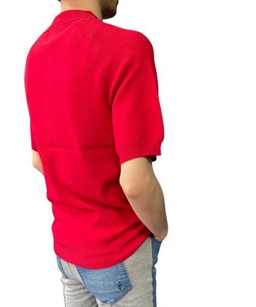 COOK JEANS(クックジーンズ)の「ラグランニットポロ(ポロシャツ・メンズ・ブラック/ネイビー/レッド/ホワイト・LARGE/MEDIUM/FREE)」の7枚目の写真