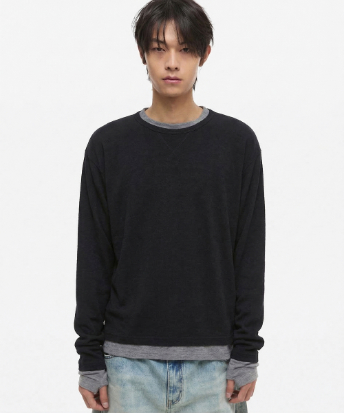 セール】[オンフリックxDNSR] レイヤードボートネックロングスリーブ