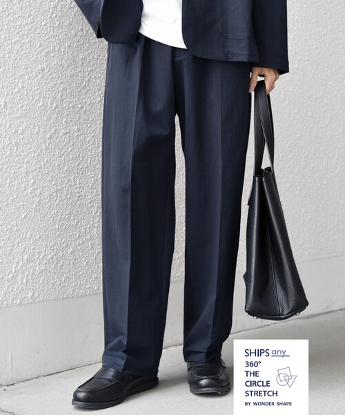 SHIPS any(シップス エニィ)の「SHIPS any:〈接触冷感/ストレッチ〉360° THE CIRCLE STRETCH リネン ミックス センタークリース イージーパンツ(セットアップ対応)◇(その他パンツ・メンズ・ネイビー/カーキ/ブラック・X-LARGE/LARGE/MEDIUM/SMALL)」の3枚目の写真