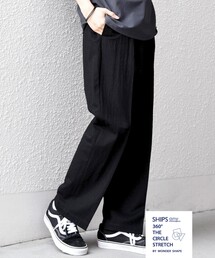 SHIPS any:〈接触冷感/ストレッチ〉360° THE CIRCLE STRETCH リネン ミックス センタークリース イージーパンツ(セットアップ対応)◇