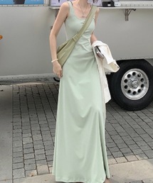 スクエアネックベーシックノースリーブワンピース リラックス