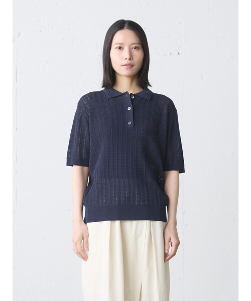 MidiUmi（ミディウミ）の「MidiUmi ニットポロシャツプルオーバー（ニット/セーター・レディース・グリーン/キナリ/ネイビー・FREE）」の2枚目の写真