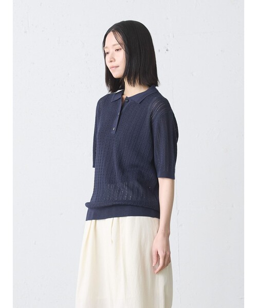 MidiUmi（ミディウミ）の「MidiUmi ニットポロシャツプルオーバー（ニット/セーター・レディース・グリーン/キナリ/ネイビー・FREE）」の8枚目の写真