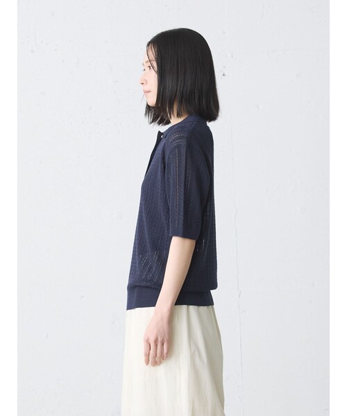 MidiUmi（ミディウミ）の「MidiUmi ニットポロシャツプルオーバー（ニット/セーター・レディース・グリーン/キナリ/ネイビー・FREE）」の7枚目の写真