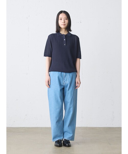 MidiUmi（ミディウミ）の「MidiUmi ニットポロシャツプルオーバー（ニット/セーター・レディース・グリーン/キナリ/ネイビー・FREE）」の4枚目の写真