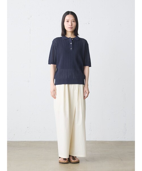 MidiUmi（ミディウミ）の「MidiUmi ニットポロシャツプルオーバー（ニット/セーター・レディース・グリーン/キナリ/ネイビー・FREE）」の18枚目の写真