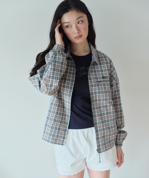 HOMEBODY THINGS(ホームバディ ティングズ)の「HBT Classic Check Zip-Up Jacket (Vintage Green Check)(ブルゾン・レディース・その他・FREE)」の2枚目の写真