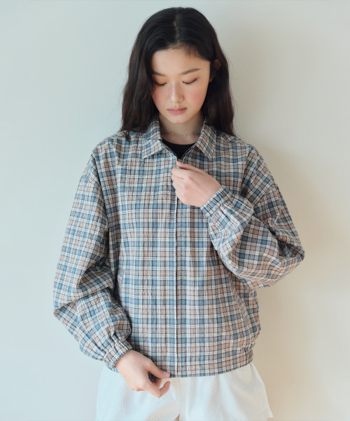 HOMEBODY THINGS(ホームバディ ティングズ)の「HBT Classic Check Zip-Up Jacket (Vintage Green Check)(ブルゾン・レディース・その他・FREE)」の3枚目の写真