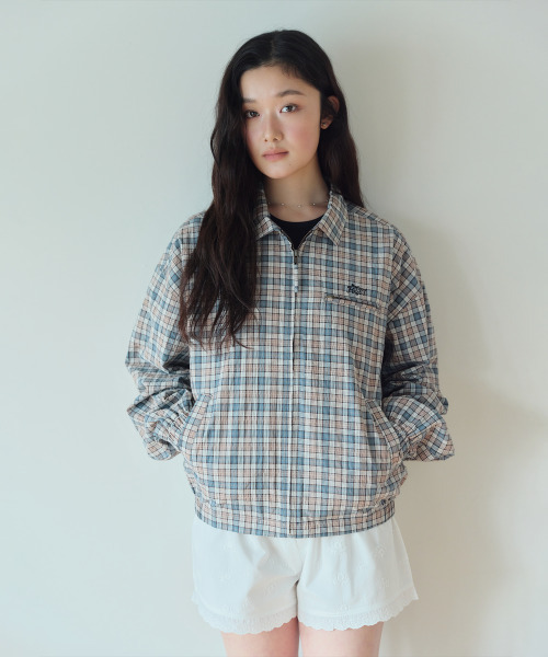 HOMEBODY THINGS(ホームバディ ティングズ)の「HBT Classic Check Zip-Up Jacket (Vintage Green Check)(ブルゾン・レディース・その他・FREE)」の4枚目の写真