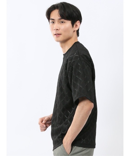 TAKA-Q(タカキュー)の「アンサンブル 2枚 セット メンズ ダイヤ柄 シアー クルーネック プルオーバー & 半袖 Tシャツ ややゆったり ルーズ(アンサンブル・メンズ・アイボリー/ブラック・LARGE/MEDIUM/X-LARGE)」の20枚目の写真