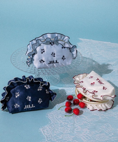 JILL by JILL STUART（ジルバイジルスチュアート）の「＜Cherryシリーズ＞フリルポーチ（ポーチ・レディース・ネイビー/ブルー/ホワイト・FREE）」の4枚目の写真