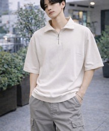 【Bls】 【ZM】【Bling Leads】梨地ジャージ ハーフZIP TEE(BL)