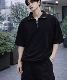 【Bls】 【ZM】【Bling Leads】梨地ジャージ ハーフZIP TEE(BL)
