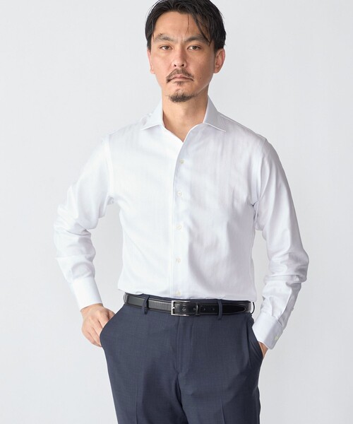 SHIPS(シップス)の「SHIPS:〈FUNCTION〉イージーアイロン ヘリンボーン ワンピースカラー シャツ(シャツ/ブラウス・メンズ・ライトブルー/ホワイト・40/38/39/41)」の3枚目の写真