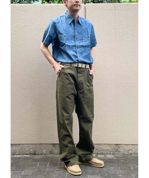 orSlow（オアスロウ）の「orSlow/オアスロウ　ショートスリーブシャンブレーワークシャツ　SHORT SLEEVE CHAMBRAY WORK SHIRT（シャツ/ブラウス・メンズ・ブルー・2/3）」の8枚目の写真