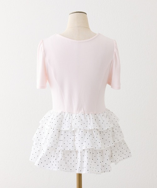 one after another NICE CLAUP（ワンアフターアナザーナイスクラップ）の「リボン付き裾フリルトップス（Tシャツ/カットソー・レディース・ブラック/ベージュ/ピンク・FREE）」の5枚目の写真