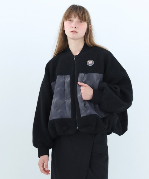 bedsidedrama(ベットサイドドラマ)の「BEDSIDEDRAMA/ベッドサイドドラマ/Outdoor Big Pocket Mix Blouson(ブルゾン・レディース・ブラック/グレー・2/1)」の2枚目の写真