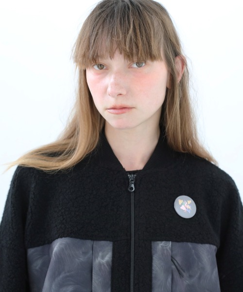 bedsidedrama(ベットサイドドラマ)の「BEDSIDEDRAMA/ベッドサイドドラマ/Outdoor Big Pocket Mix Blouson(ブルゾン・レディース・ブラック/グレー・2/1)」の6枚目の写真