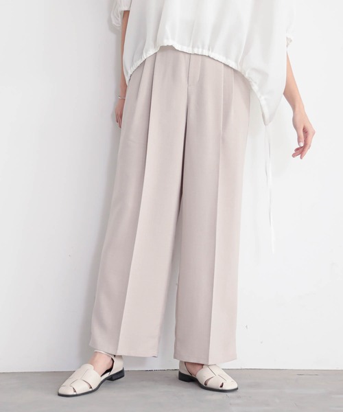 for/c（フォーシー）の「[低身長/高身長向けサイズ有]ストレートタックパンツ【サスティナブル】（スラックス・レディース・スミクロ/ベージュ/ネイビー/ダークブラウン/カーキ・PM/M/L/LL/TM）」の4枚目の写真